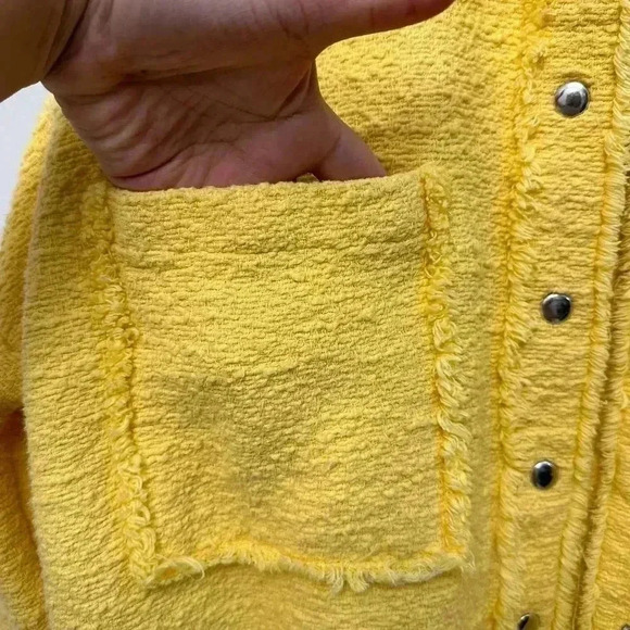 Zara Oversized Textured Knit  Jacket Shacket Yellow Women's Size XS - Picture 7 of 14